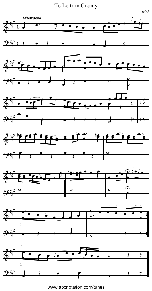 To Leitrim County - staff notation