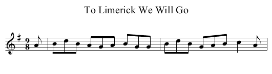 To Limerick We Will Go - staff notation