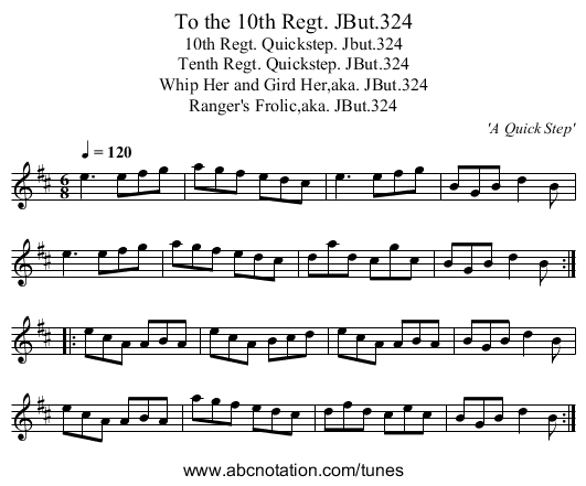 To the 10th Regt. JBut.324 - staff notation