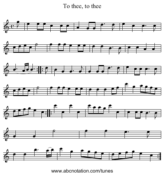 To thee, to thee - staff notation
