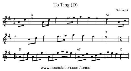 To Ting (D) - staff notation