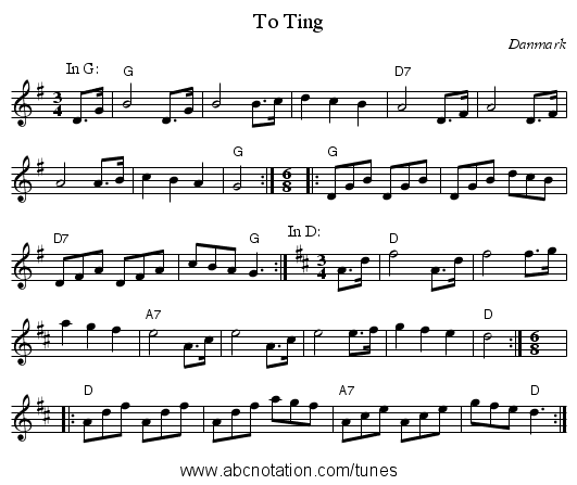 To Ting - staff notation