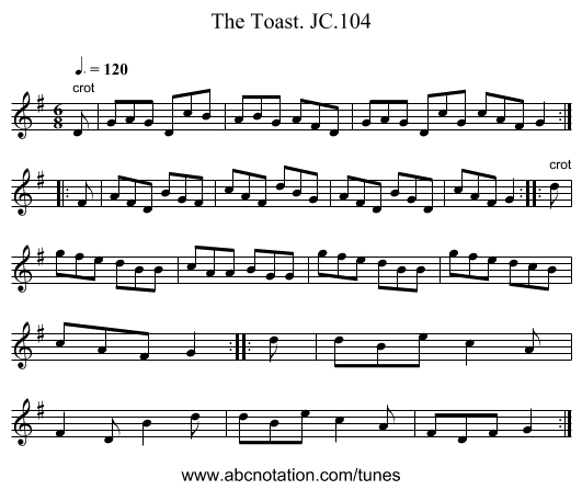 Toast. JC.104, The - staff notation