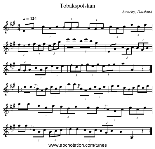 Tobakspolskan - staff notation
