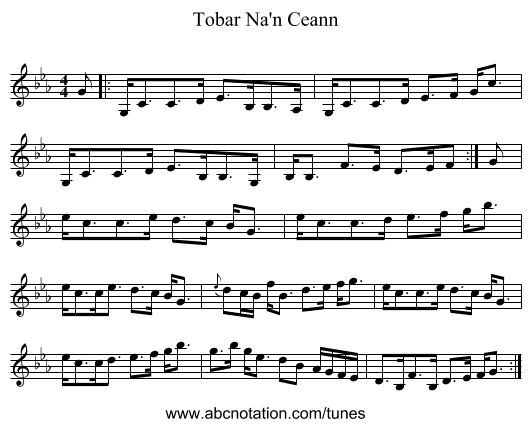Tobar Na'n Ceann - staff notation
