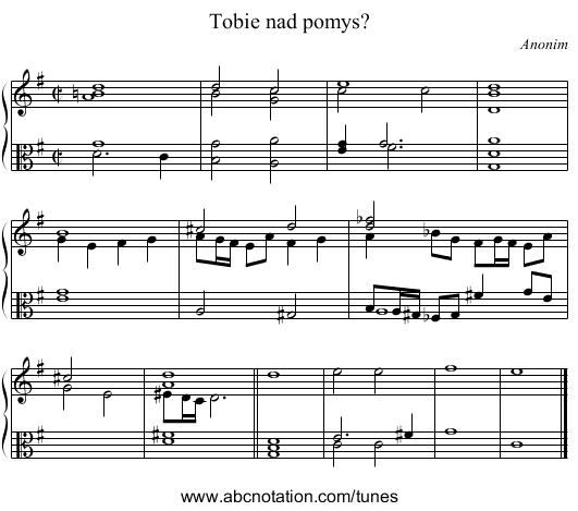 Tobie nad pomys? - staff notation