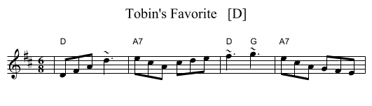 Tobin's Favorite   [D] - staff notation