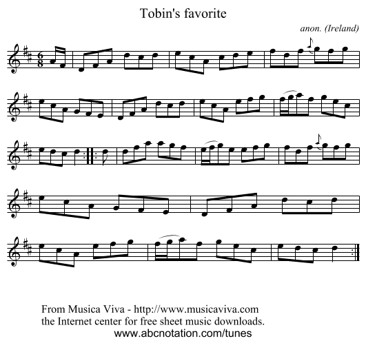 Tobin's favorite - staff notation