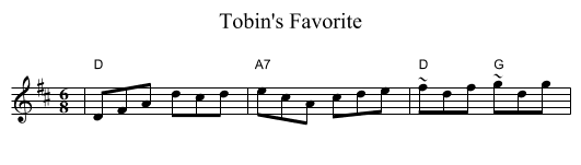 Tobin's Favorite - staff notation