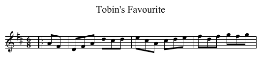 Tobin's Favourite - staff notation