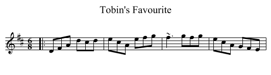 Tobin's Favourite - staff notation