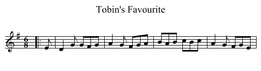 Tobin's Favourite - staff notation