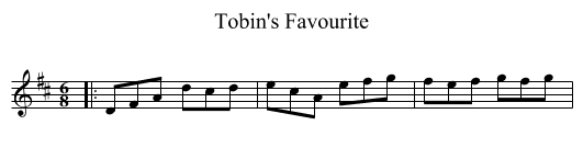 Tobin's Favourite - staff notation