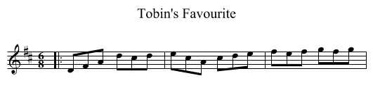 Tobin's Favourite - staff notation