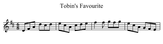 Tobin's Favourite - staff notation