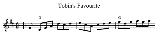 Tobin's Favourite - staff notation