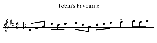 Tobin's Favourite - staff notation