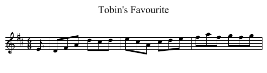 Tobin's Favourite - staff notation