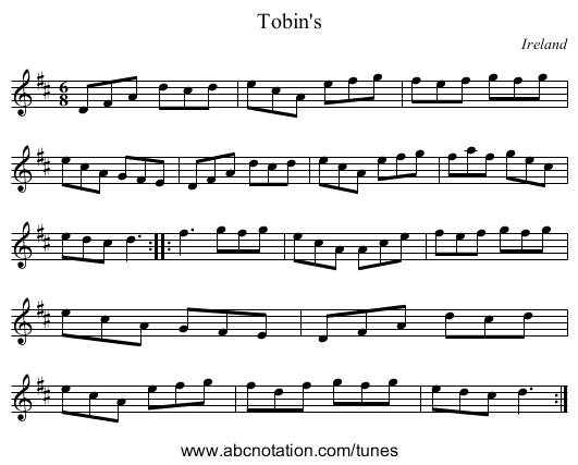 Tobin's - staff notation