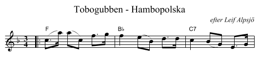 Tobogubben - Hambopolska - staff notation