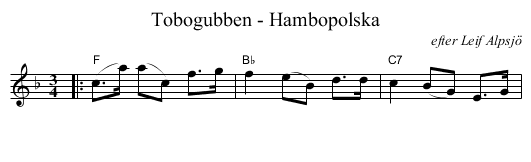 Tobogubben - Hambopolska - staff notation