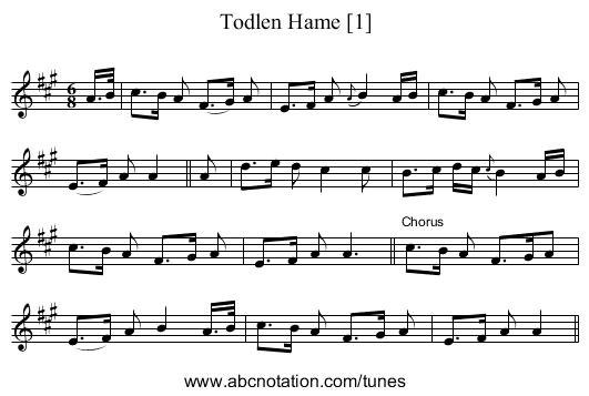 Todlen Hame [1] - staff notation