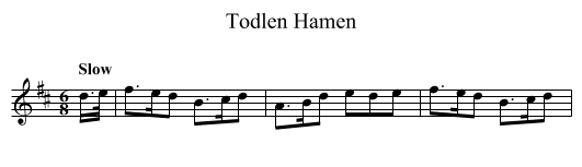 Todlen Hamen - staff notation