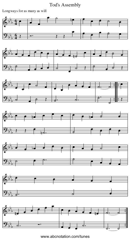 Tod's Assembly - staff notation