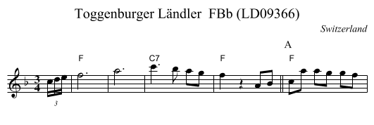 Toggenburger L&auml;ndler  FBb (LD09366) - staff notation