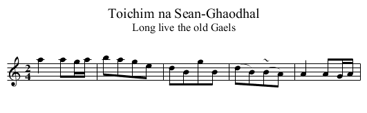 Toichim na Sean-Ghaodhal - staff notation