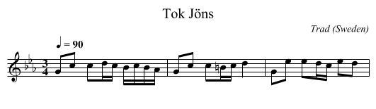 Tok Jöns - staff notation