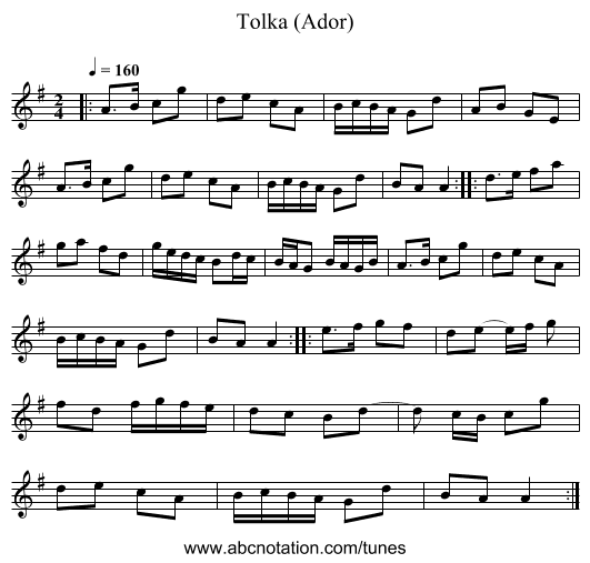Tolka (Ador) - staff notation