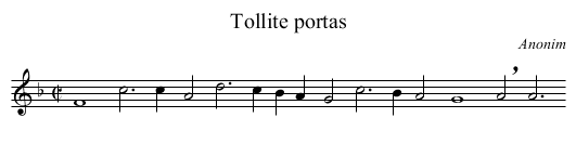 Tollite portas - staff notation