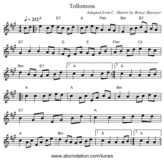 Tollomoss - staff notation