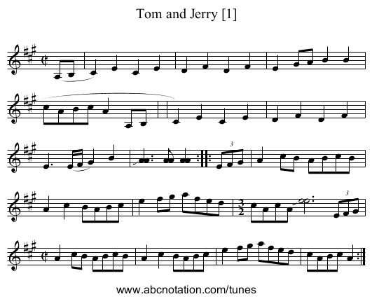 Tom and Jerry [1] - staff notation