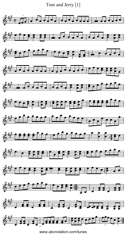 Tom and Jerry [1] - staff notation
