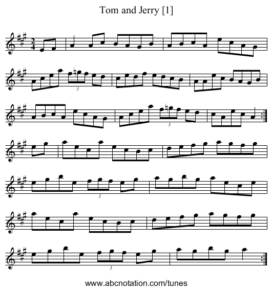 Tom and Jerry [1] - staff notation