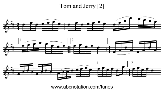 Tom and Jerry [2] - staff notation
