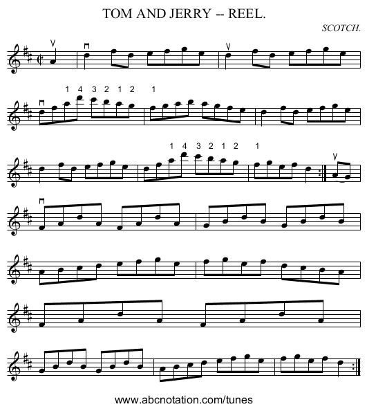 TOM AND JERRY -- REEL. - staff notation