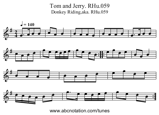 Tom and Jerry. RHu.059 - staff notation