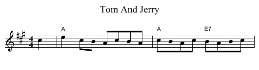 Tom And Jerry - staff notation