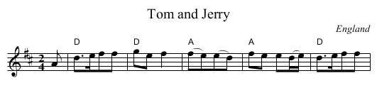Tom and Jerry - staff notation
