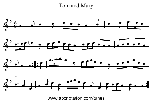 Tom and Mary - staff notation