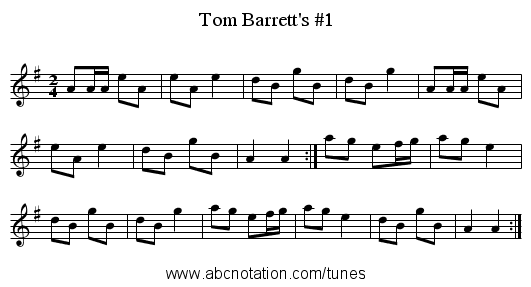 Tom Barrett's #1 - staff notation