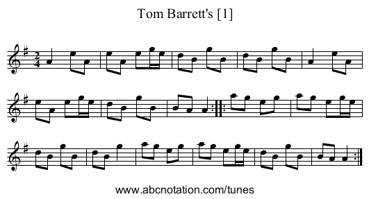 Tom Barrett's [1] - staff notation