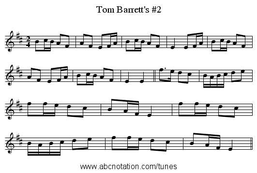Tom Barrett's #2 - staff notation