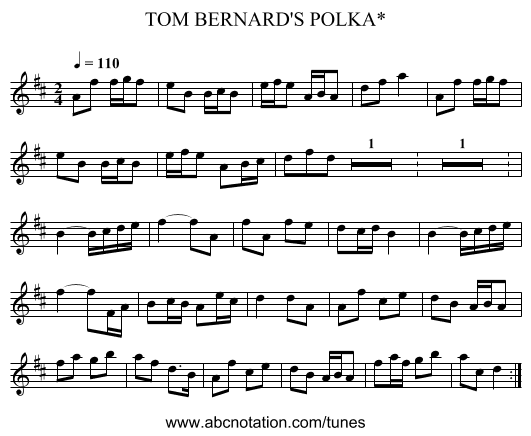 TOM BERNARD'S POLKA* - staff notation