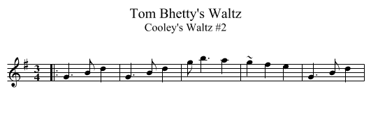 Tom Bhetty's Waltz - staff notation