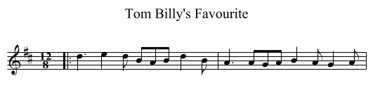 Tom Billy's Favourite - staff notation