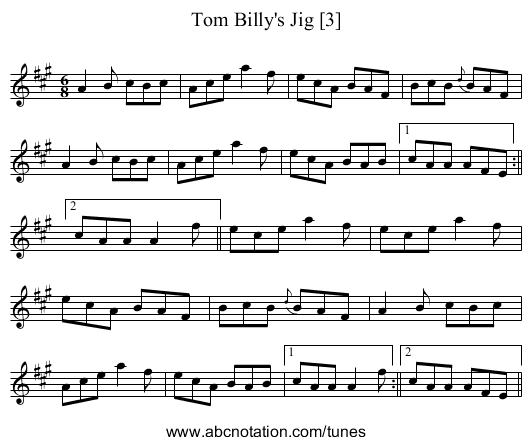 Tom Billy's Jig [3] - staff notation